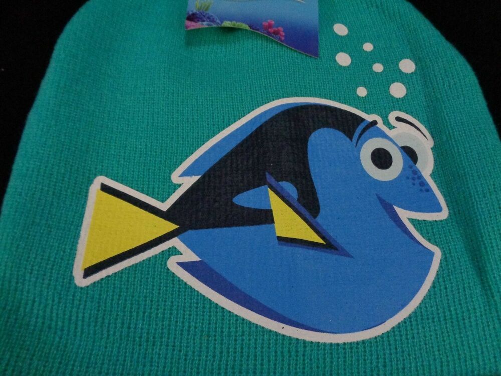 Finding Dory Warm Girl Beanie Hat Winter Knit Cap Nemo Disney One Size Blue Fish